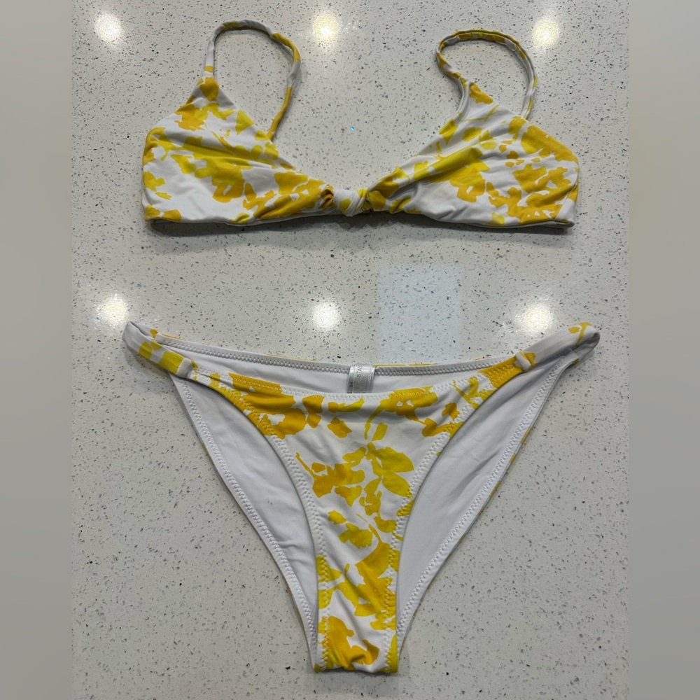 Caroline Constas Marta yellow and white  bikini, size S